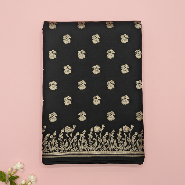 KUBERAN BLACK MASHRU BANARASI SILK SAREE