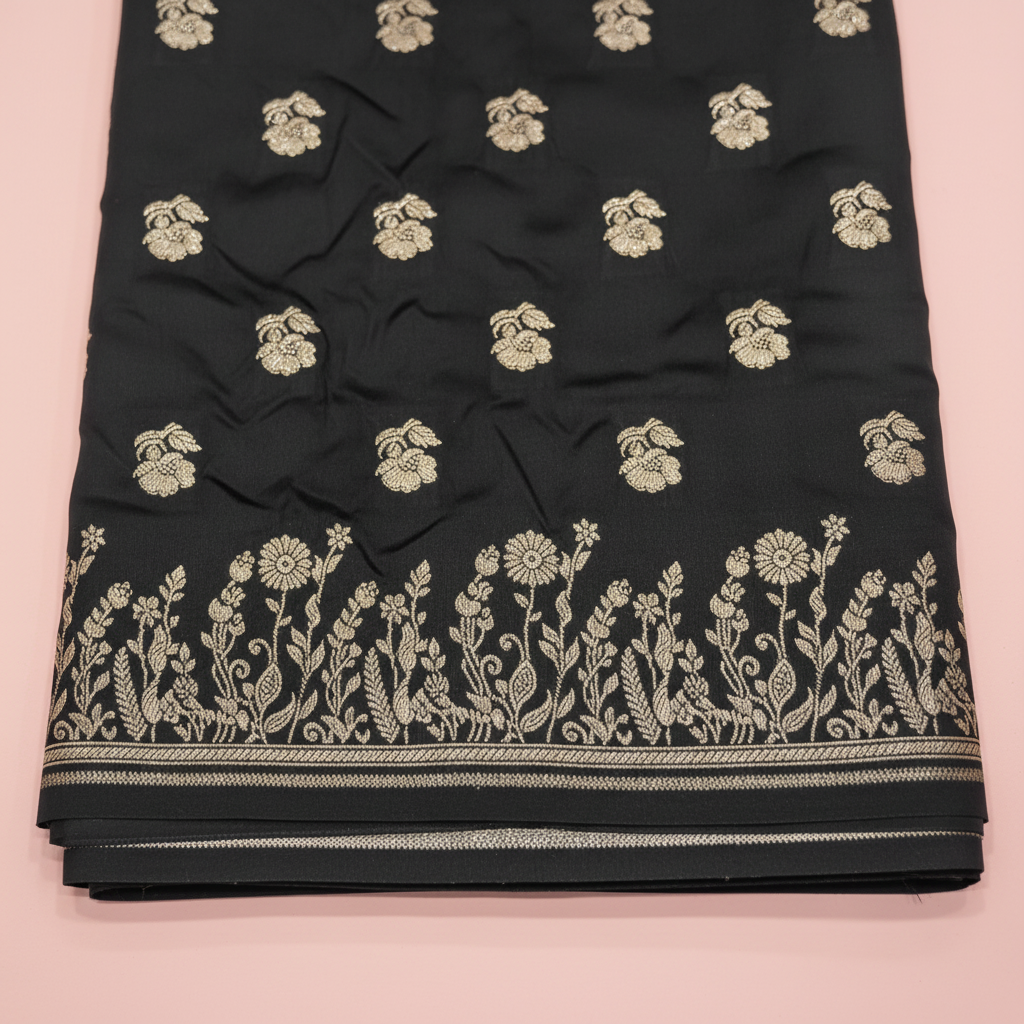 KUBERAN BLACK MASHRU BANARASI SILK SAREE