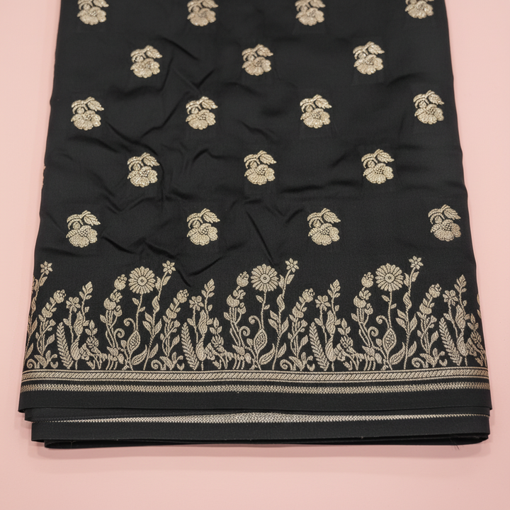 KUBERAN BLACK MASHRU BANARASI SILK SAREE