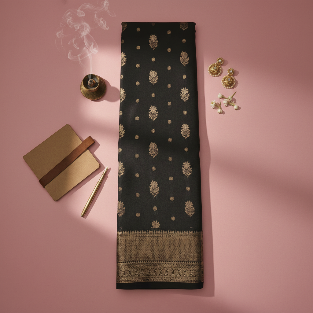 Black Banarasi Silk Saree 2000x2000