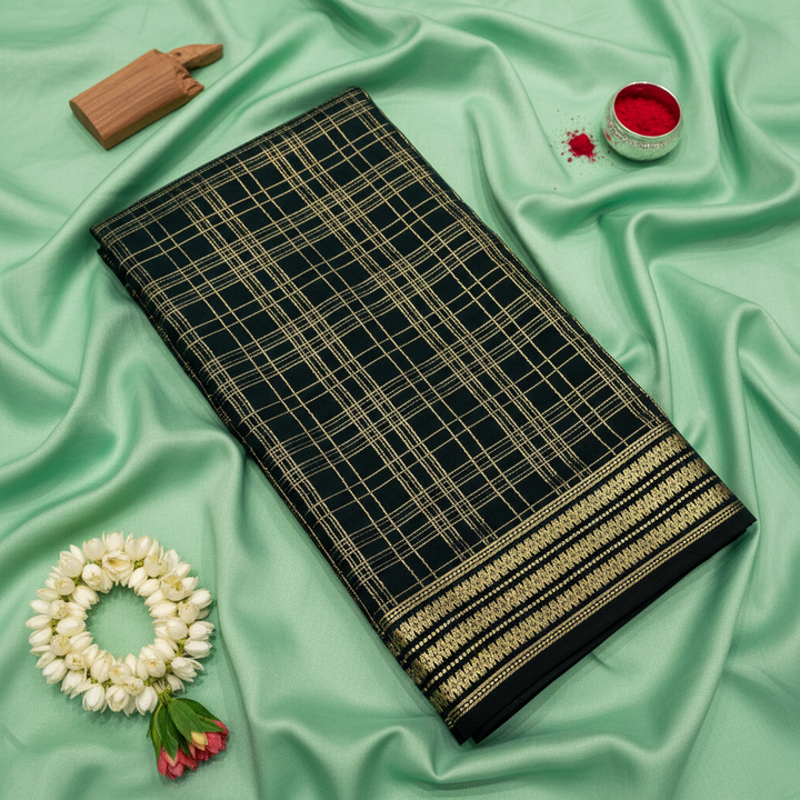 Kuberan bottel green Checkered Mysore Silk Saree