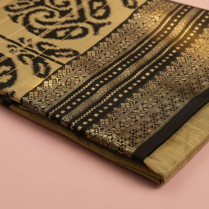 Kuberan Beige & Black Fancy Saree