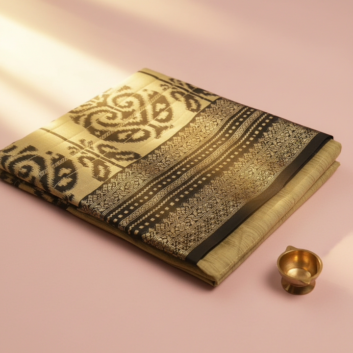 Kuberan Beige & Black Fancy Saree