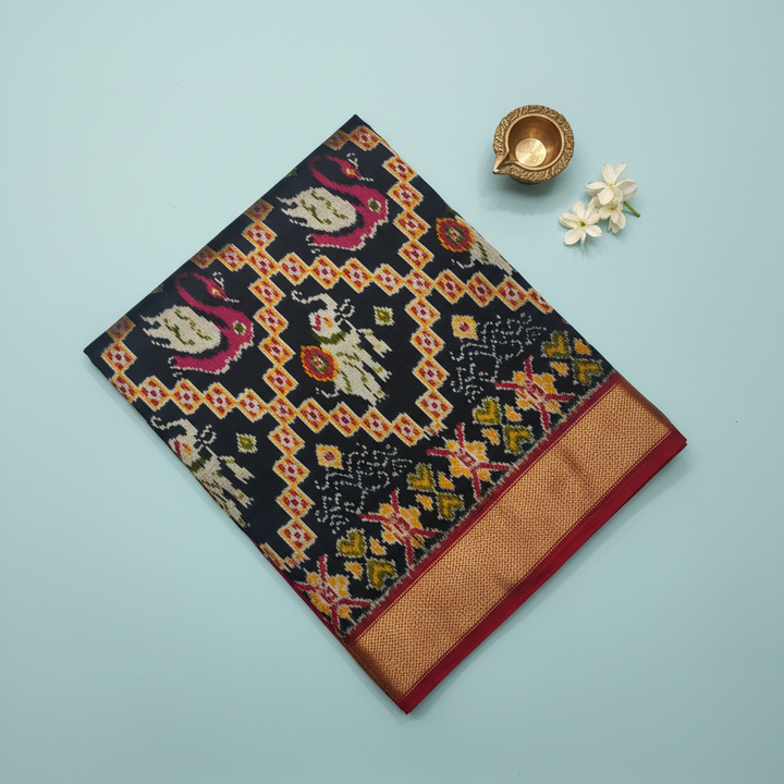 KUBERAN NAVY BLUE POCHAMPALLY SILK SAREE