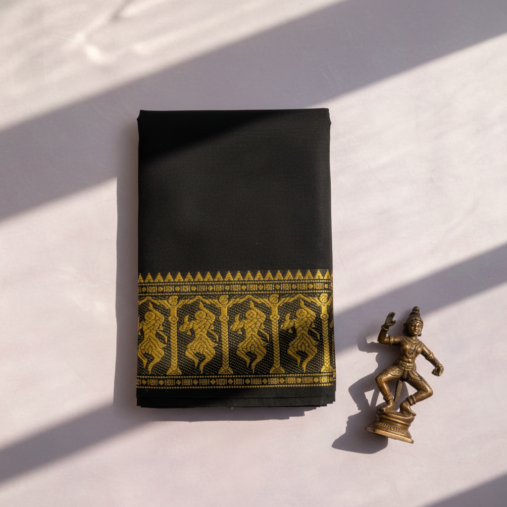 KUBERAN BLACK COTTON DANCE PRACTICE SAREE