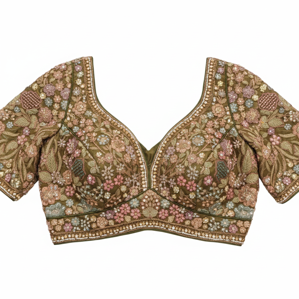 Kuberan Bridal Lehenga – Olive Gold Embroidered