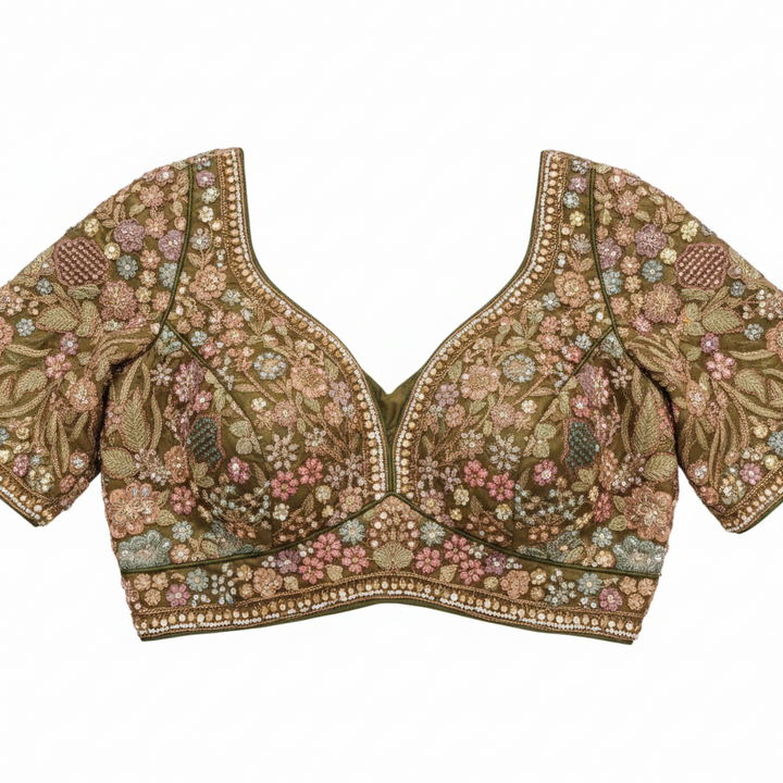 Kuberan Bridal Lehenga – Olive Gold Embroidered