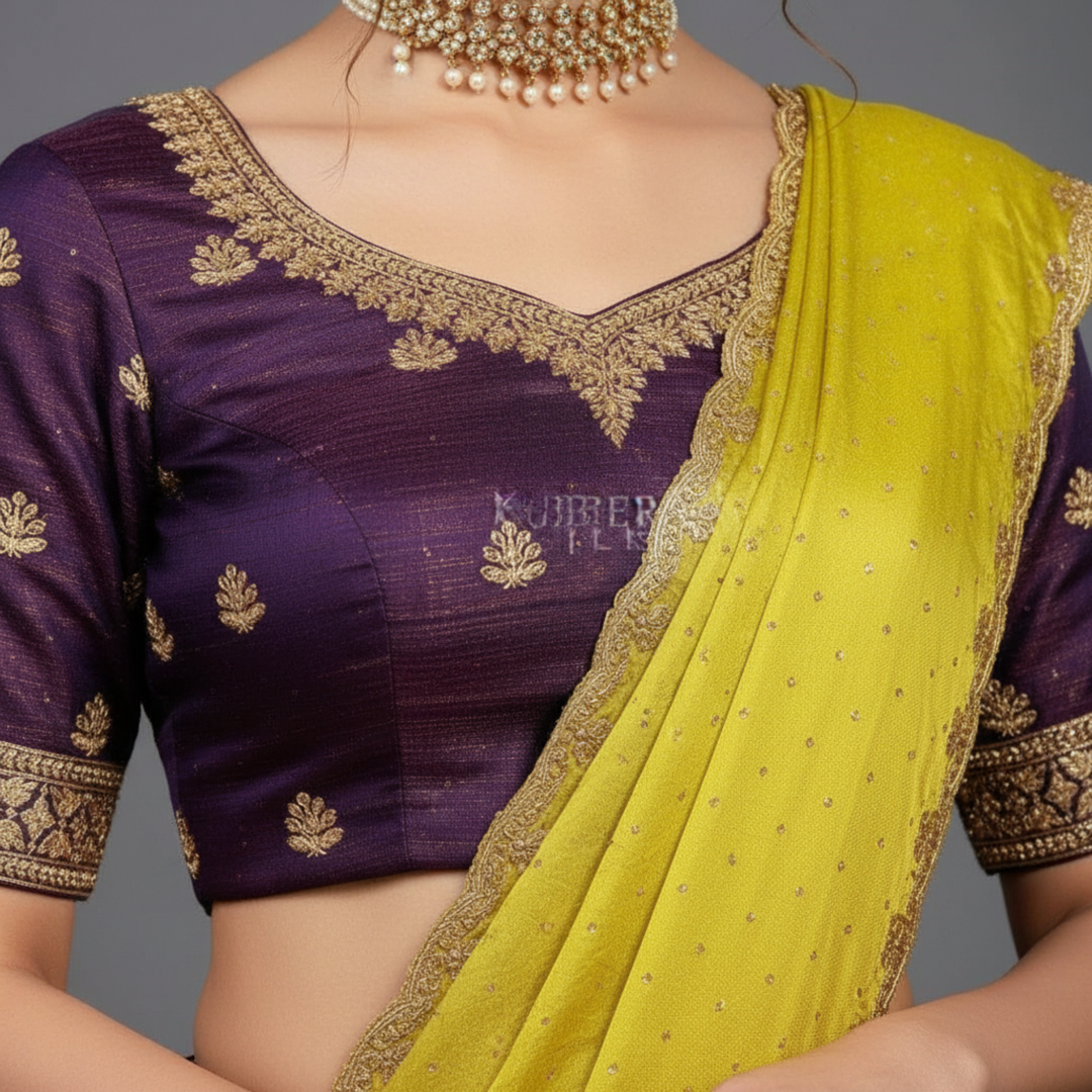 KUBERAN PURPLE UNSTITCHED TRADITIONAL LEHENGA