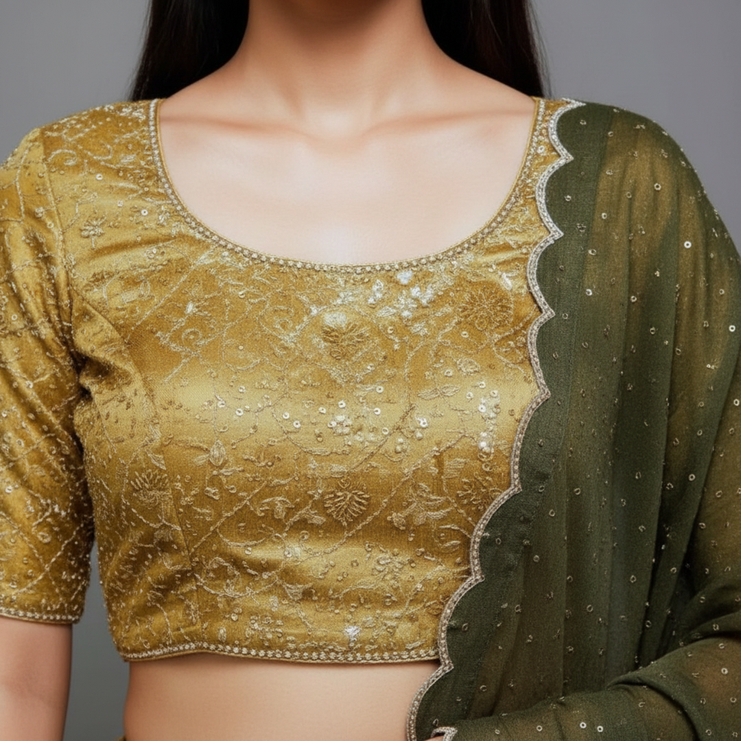 KUBERAN CHAMPAGNE UNSTITCHED TRADITIONAL LEHENGA