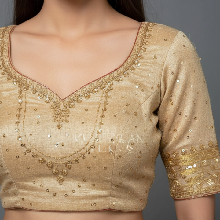 KUBERAN GOLD UNSTITCHED LEHENGA
