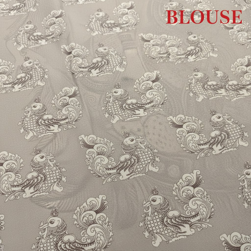 Kuberan Grey Checkered Mysore Silk Saree with Kalamkari Pallu