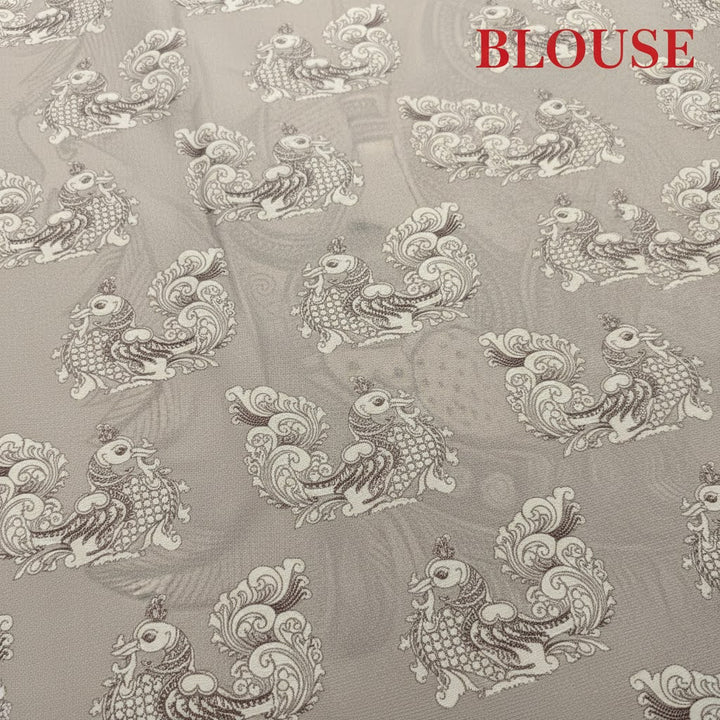 Kuberan Grey Checkered Mysore Silk Saree with Kalamkari Pallu