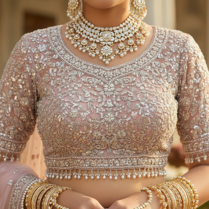Kuberan Blush Pink Heavy Embroidered Lehenga Choli with Dupatta