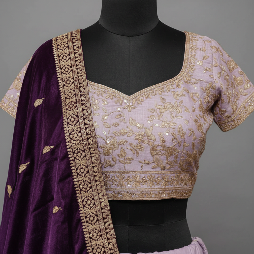 KUBERAN FENDI LIGHT LAVENDER HALF SAREE