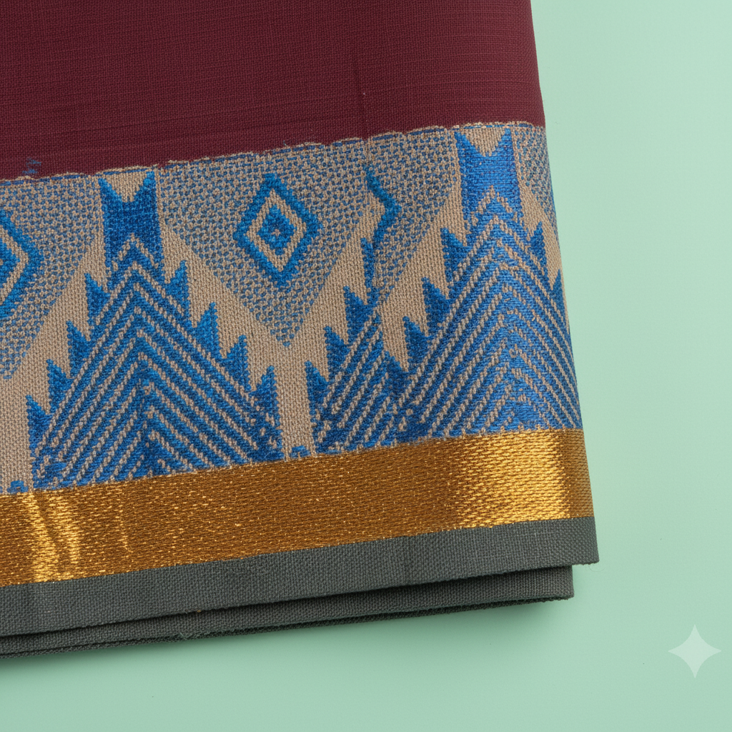 KUBERAN MAROON COTTON SAREE