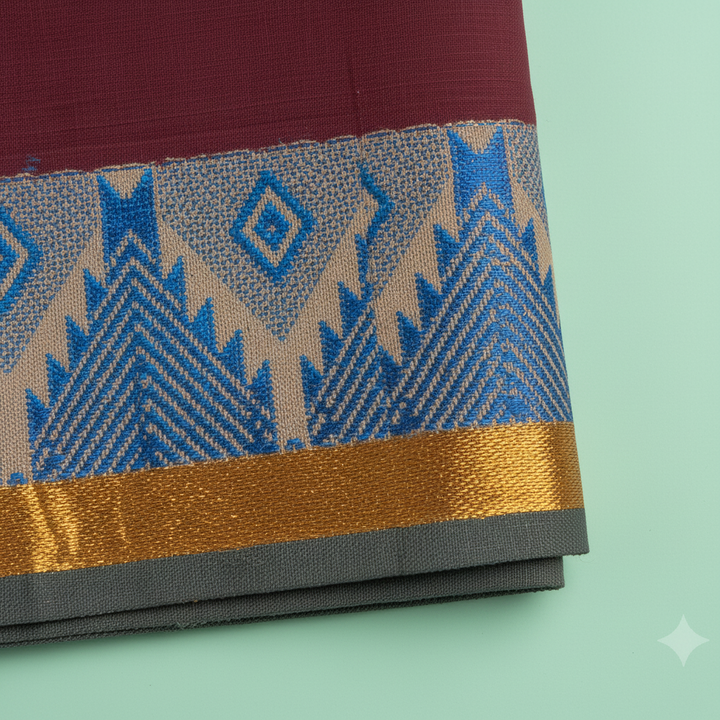 KUBERAN MAROON COTTON SAREE