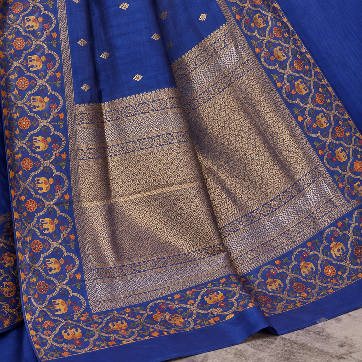 KUBERAN BLUE PURE MASHRU CHIFFON SAREE