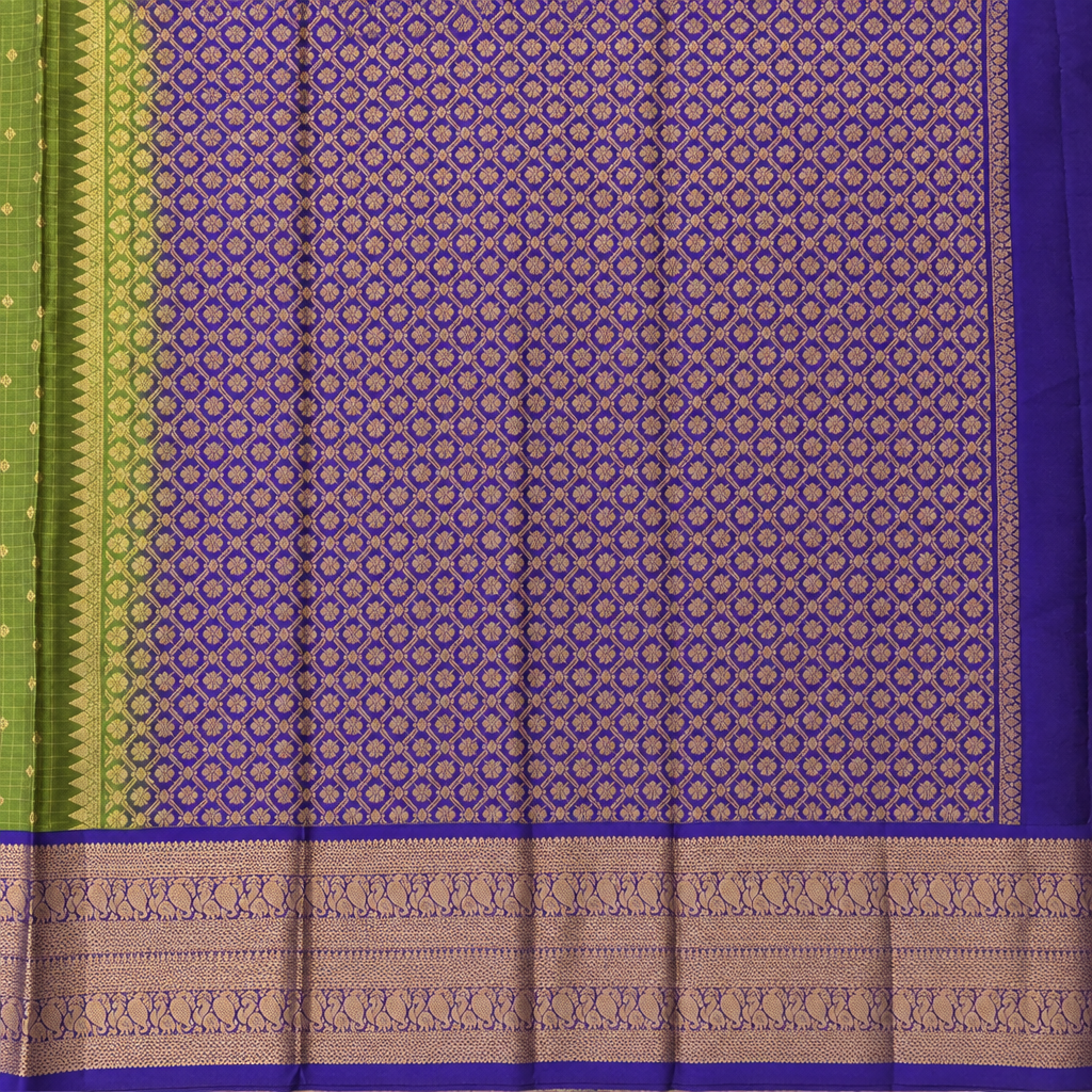 KUBERAN GREEN WITH BLUE PURE SILK SAREE