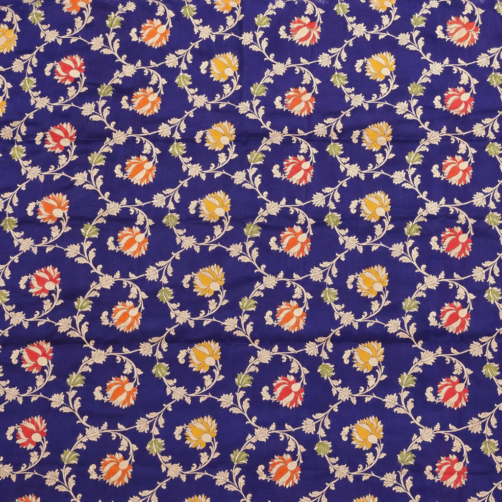 Blue-violet saree floral close-up preview