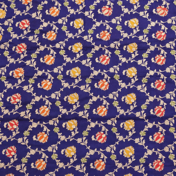 Blue-violet saree floral close-up preview