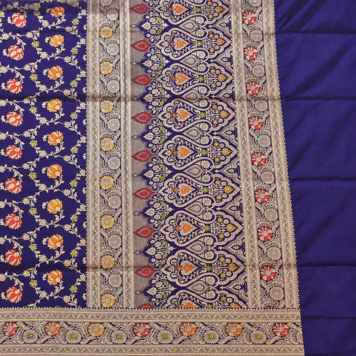 Blue-violet saree panel close-up preview
