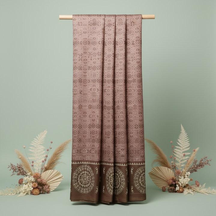 KUBERAN PINK LINEN COTTON SAREE