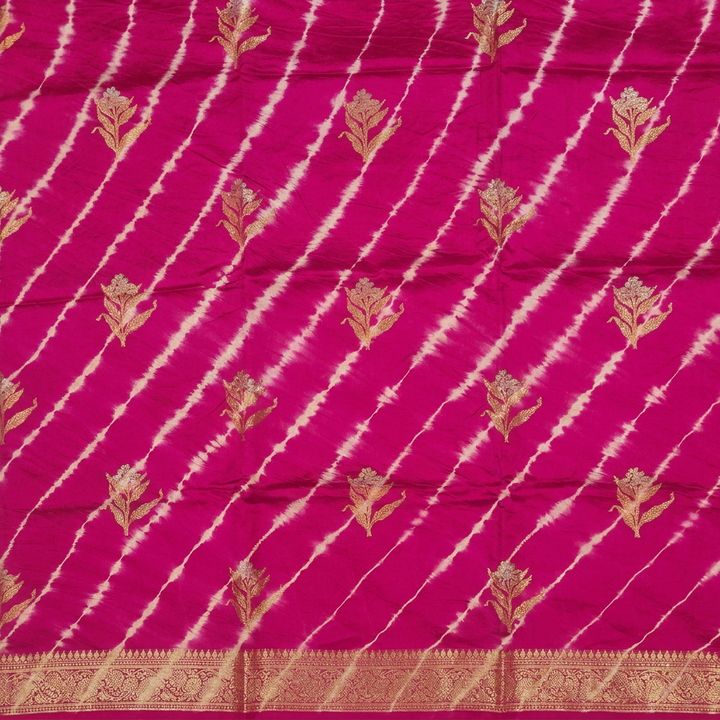 KUBERAN PINK LEHERIYA SHIBORI PURE SILK SAREE
