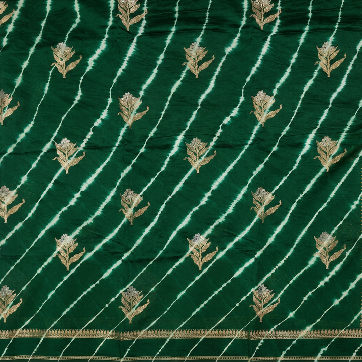 KUBERAN GREEN LEHERIYA SHIBORI PURE SILK SAREE