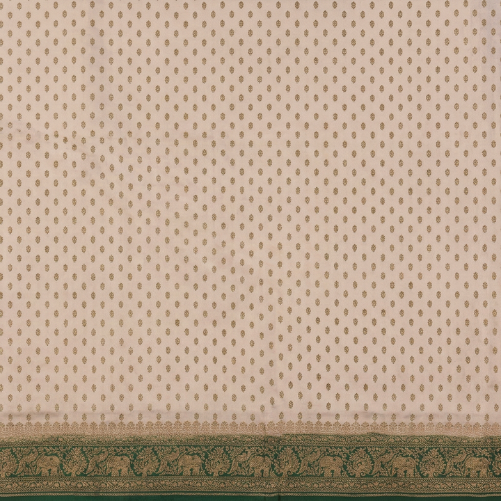 KUBERAN WHITE WITH GREEN KHADDI GEORGETTE SAREE
