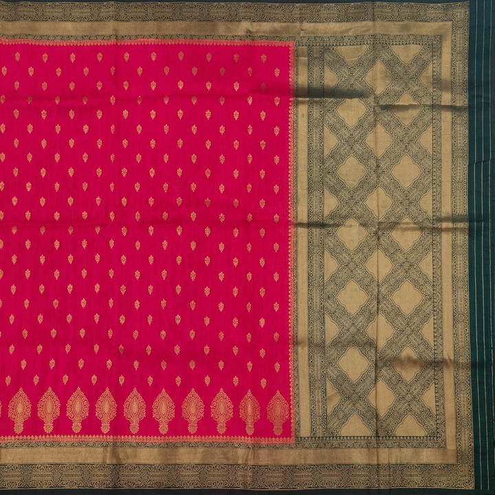 KUBERAN PINK WITH GREEN RAW SILK SAREE