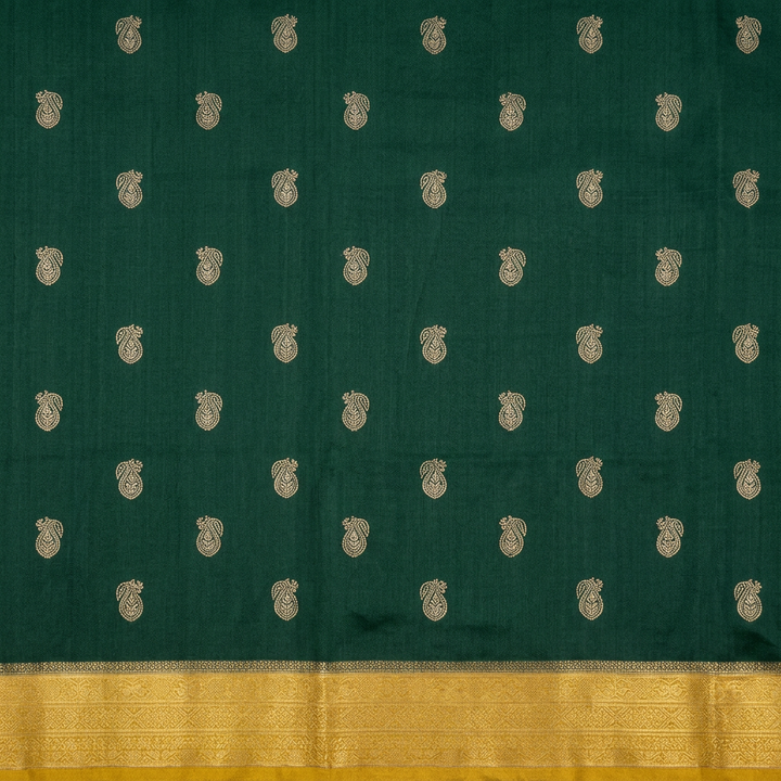 KUBERAN GREEN WITH YELLOW RAW SILK SAREE
