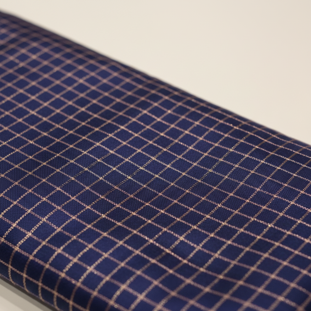KUBERAN NAVY BLUE CHECKS WITH PINK PURE SILK SAREE