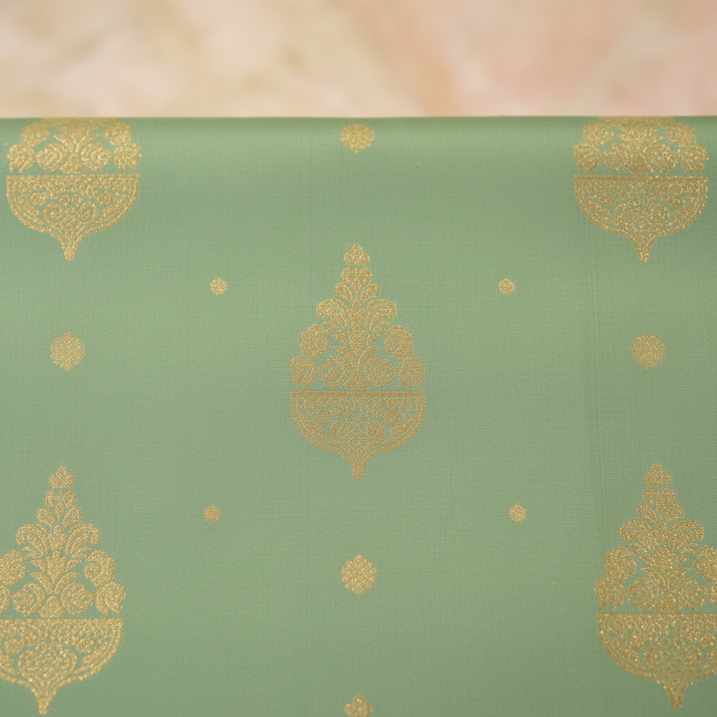 KUBERAN MINT GREEN WITH DEEP PURPLE PURE SILK SAREE