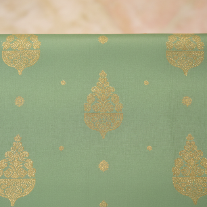 KUBERAN MINT GREEN WITH DEEP PURPLE PURE SILK SAREE
