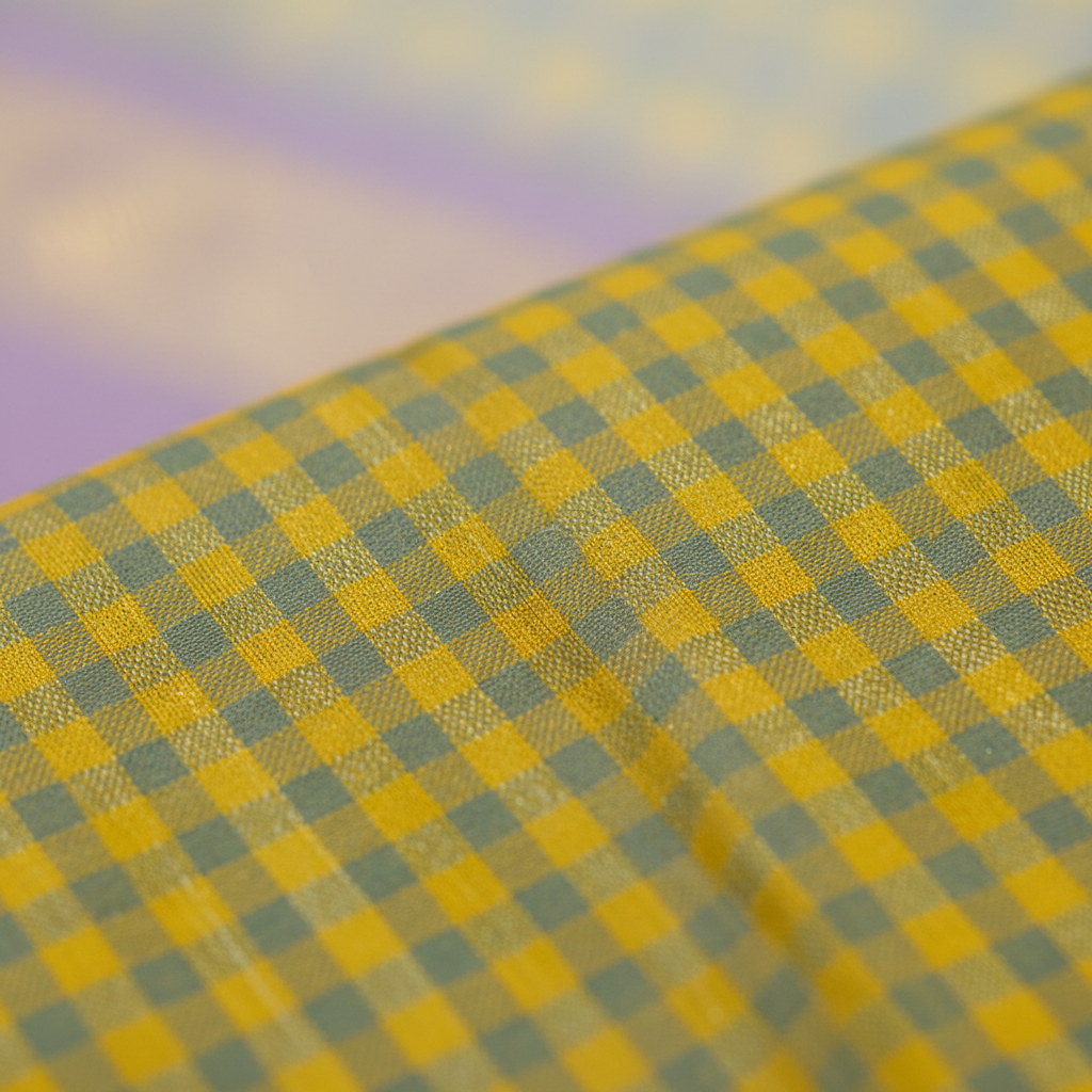 KUBERAN GREEN CHECKS WITH LAVENDER PURE KANCHIPURAM SILK SAREE