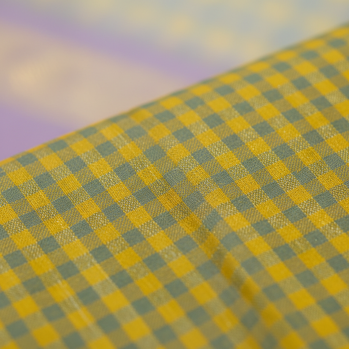 KUBERAN GREEN CHECKS WITH LAVENDER PURE KANCHIPURAM SILK SAREE