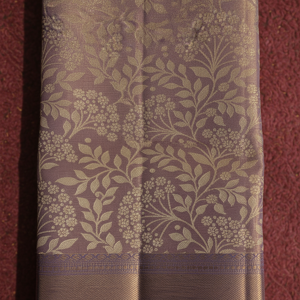 Kuberan Mauve Floral Kanchipuram Silk Saree