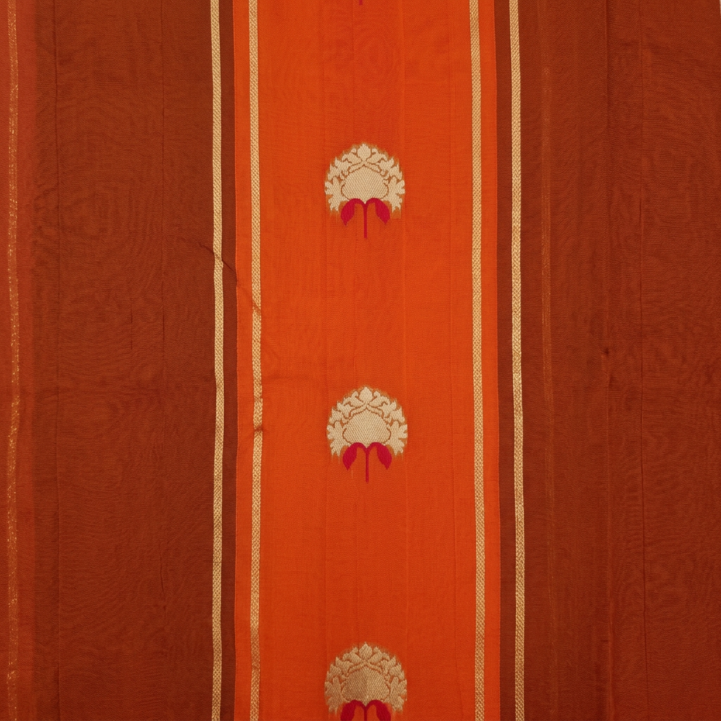 Kuberan Orange Chiffon Saree