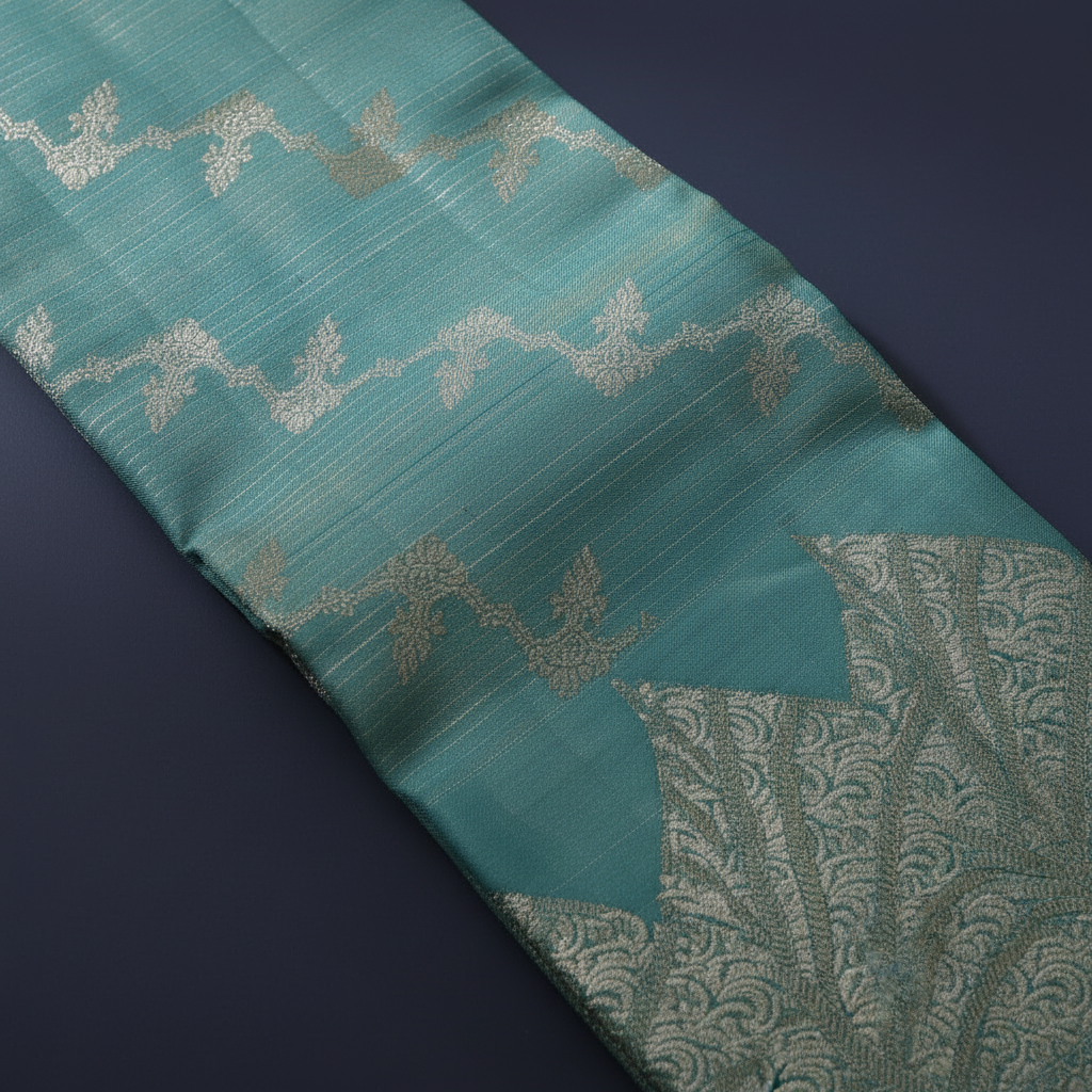 Kuberan Teal Kanchipuram Silk Saree