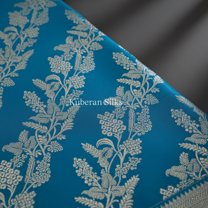 Kuberan Teal Blue Kanchipuram Silk Saree