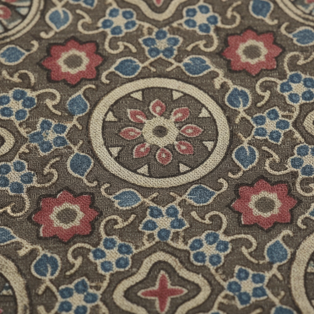 KUBERAN PALE BROWN AJRAKH PRINT SAREE