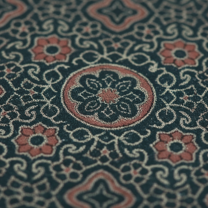 KUBERAN PALE BLUE AJRAKH PRINT SAREE