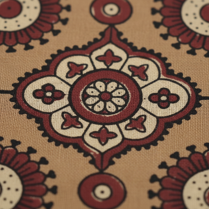 KUBERAN PALE BROWN AJRAKH PRINT SAREE