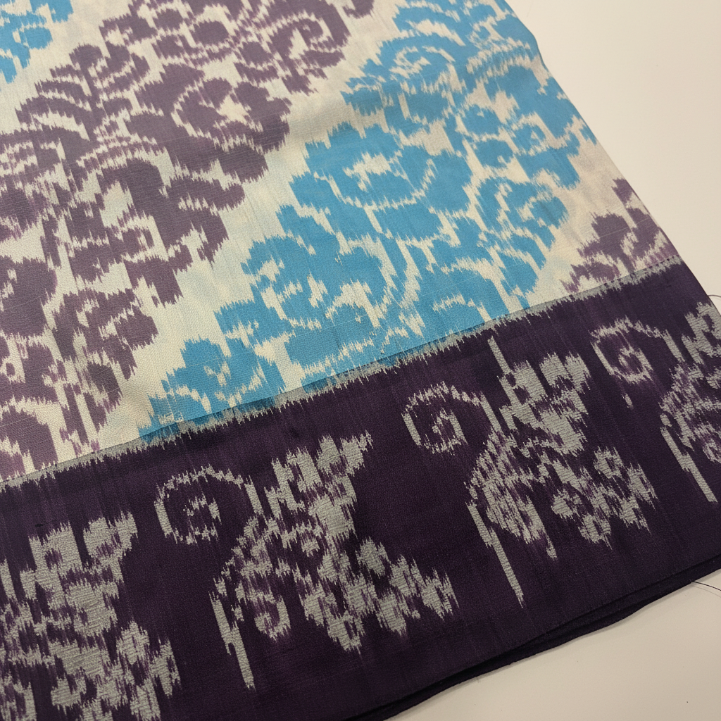 KUBERAN WHITE PURPLE POCHAMPALLY SILK SAREE