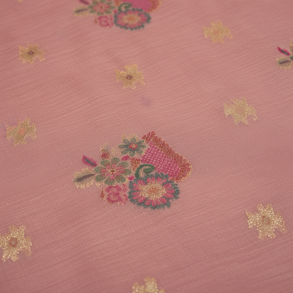 KUBERAN MEENAKARI PINK COTTON SAREE