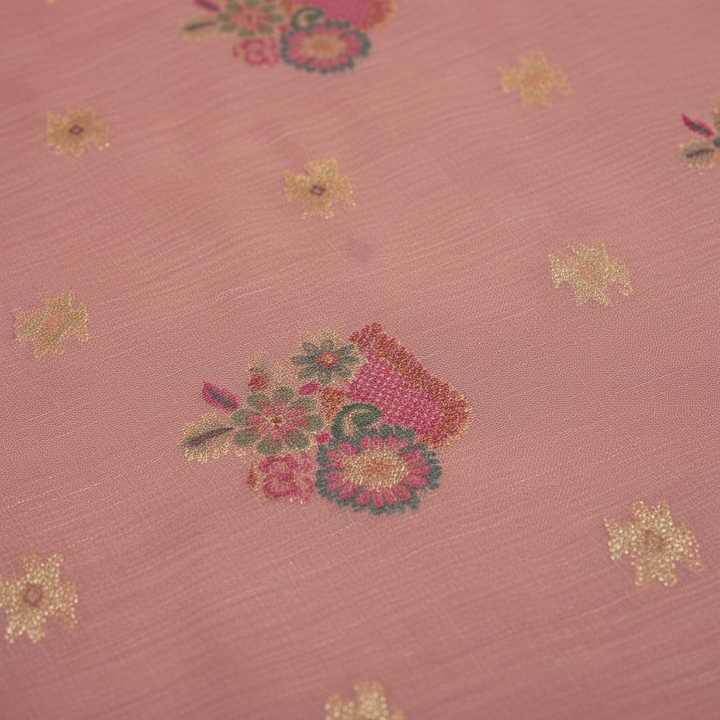 KUBERAN MEENAKARI PINK COTTON SAREE