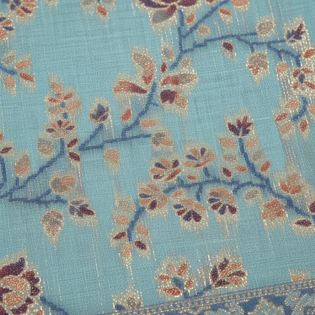 KUBERAN MEENAKARI BLUE COTTON SAREE