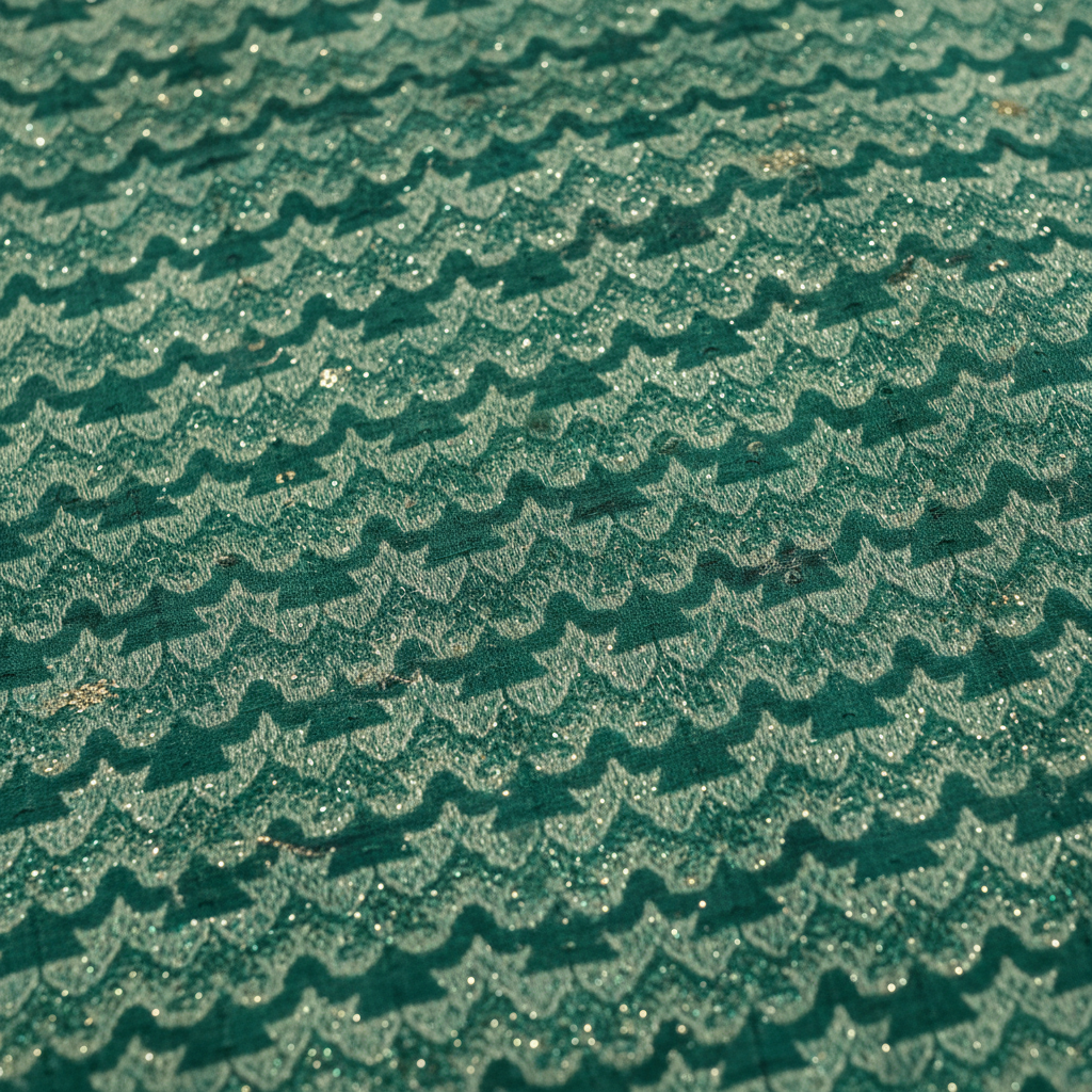 KUBERAN GREEN PRINTED COTTON SAREE