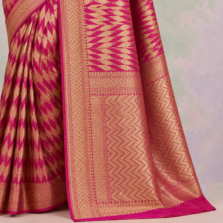 KUBERAN PINK BANARAS GEORGETTE SAREE