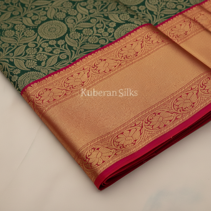 bottle Green Kanchipuram Silk Saree